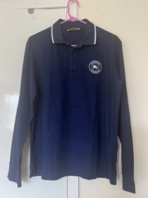 BNWOT Burberry Long-Sleeve Polo Shirt M, Navy